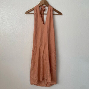 NWT Abercrombie & Fitch M Coral Linen Blend Halter Dress